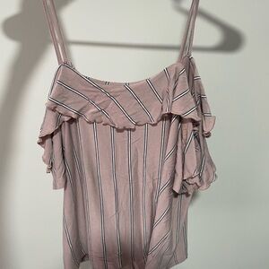 Striped Pink Ruffle Top